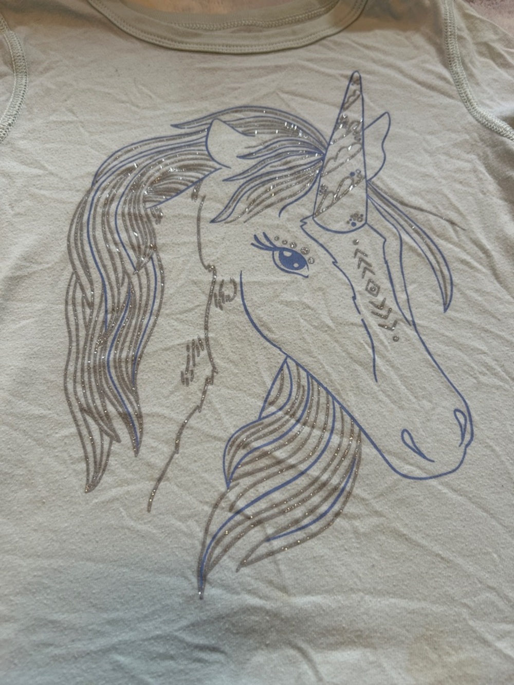 Cat & Jack Light Blue Unicorn Tee with Glitter Accents